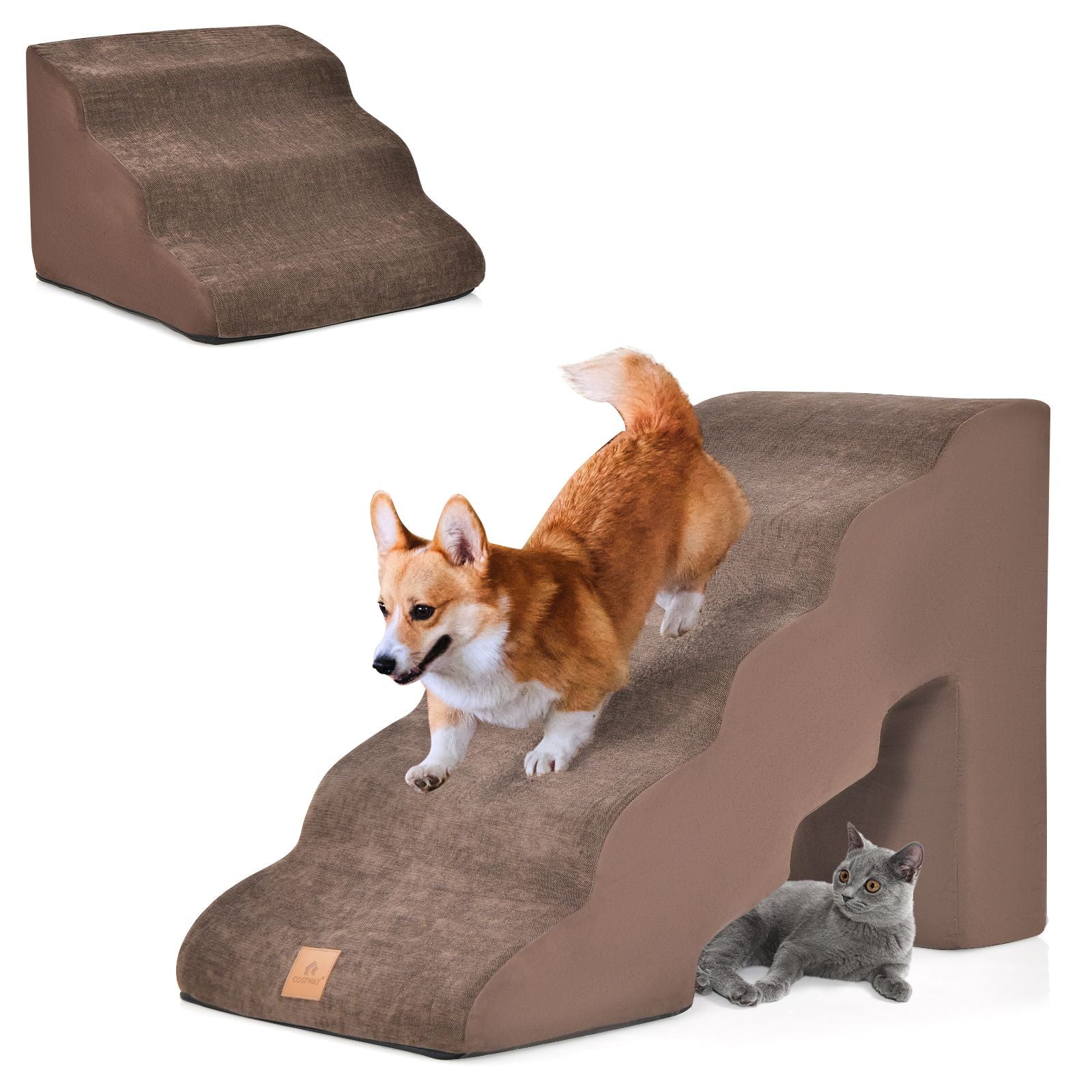 Foam Pet Stairs Set with 5-Tier and 3-Tier Dog Ramps